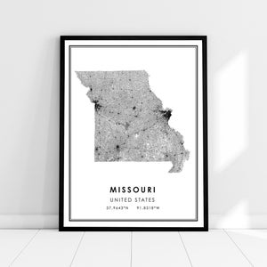 Missouri State United States map print poster canvas | Missouri State United States road map print poster canvas