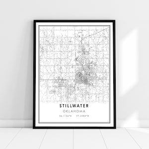 Stillwater map print poster canvas | Oklahoma map print poster canvas | Stillwater city map print poster canvas