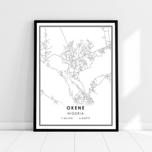 Okene map print poster canvas | Nigeria map print poster canvas | Okene city map print poster canvas