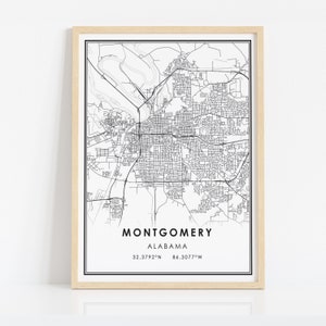 Montgomery Alabama Map Print Poster Canvas Alabama Map Print Poster Canvas Montgomery City Map ...