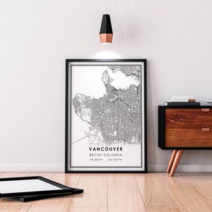 Vancouver map print poster canvas | British Columbia map print poster canvas | Vancouver city map print poster canvas image 5