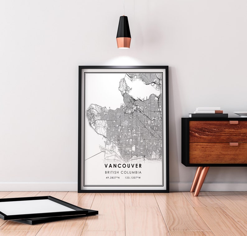 Vancouver map print poster canvas | British Columbia map print poster canvas | Vancouver city map print poster canvas image 5