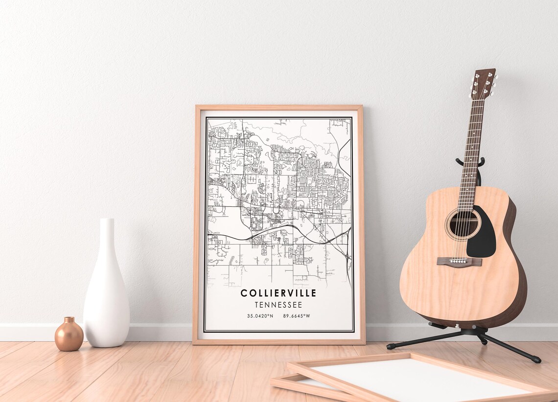 Collierville Map Print Poster Canvas | Tennessee Map Print Poster ...
