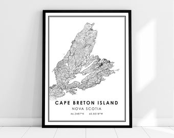 Cape Breton Island map print poster canvas | Nova Scotia map print poster canvas | Cape Breton Island city map print poster canvas