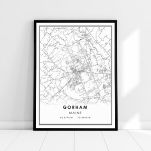 Gorham Maine map print poster canvas | Gorham city map print poster canvas