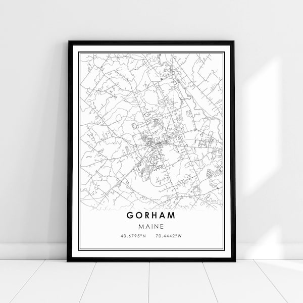 Gorham Maine map print poster canvas | Gorham city map print poster canvas