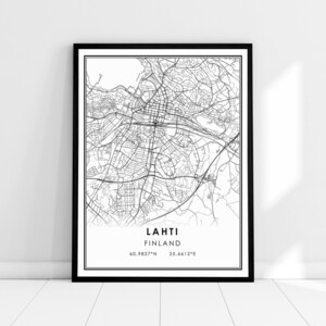 Lahti Finland map print poster canvas Lahti Finland map print poster canvas Lahti Finland city map print poster canvas image 1