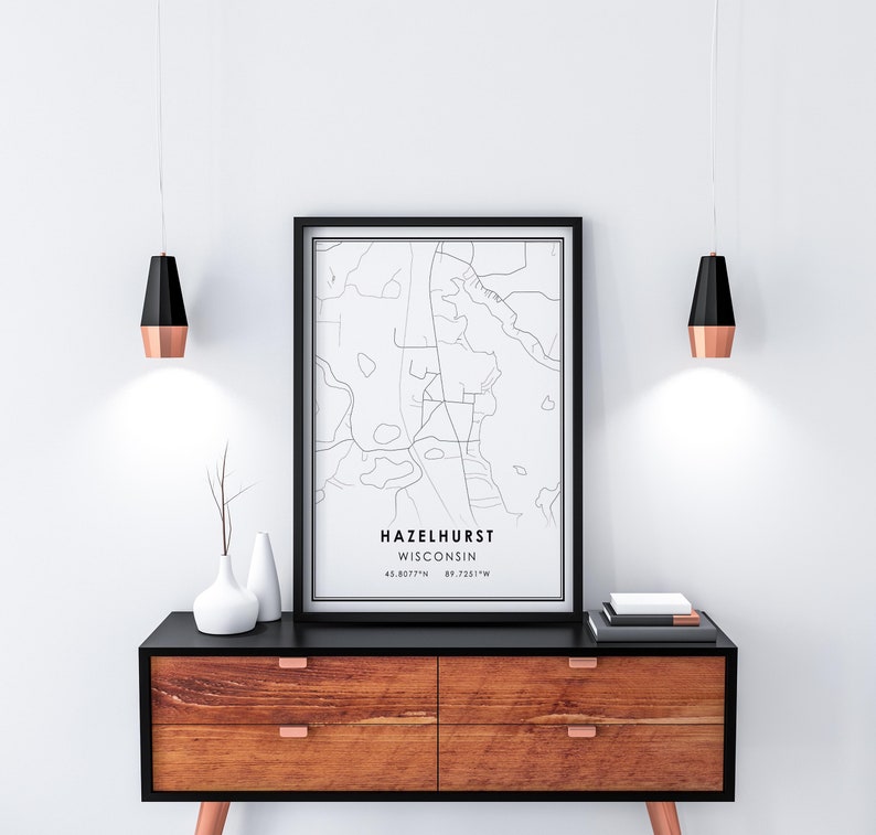 Hazelhurst map print poster canvas Wisconsin map print poster canvas Hazelhurst city map print poster canvas image 6