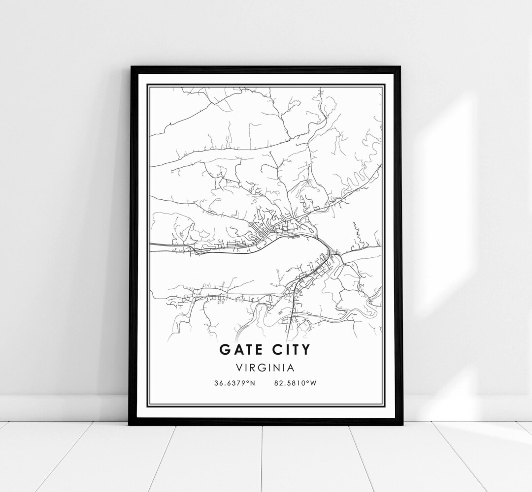 Gate City Virginia Map Print Poster Canvas Gate City City Map Print