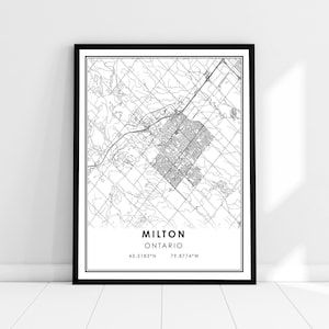 Milton map print poster canvas | Ontario map print poster canvas | Milton city map print poster canvas