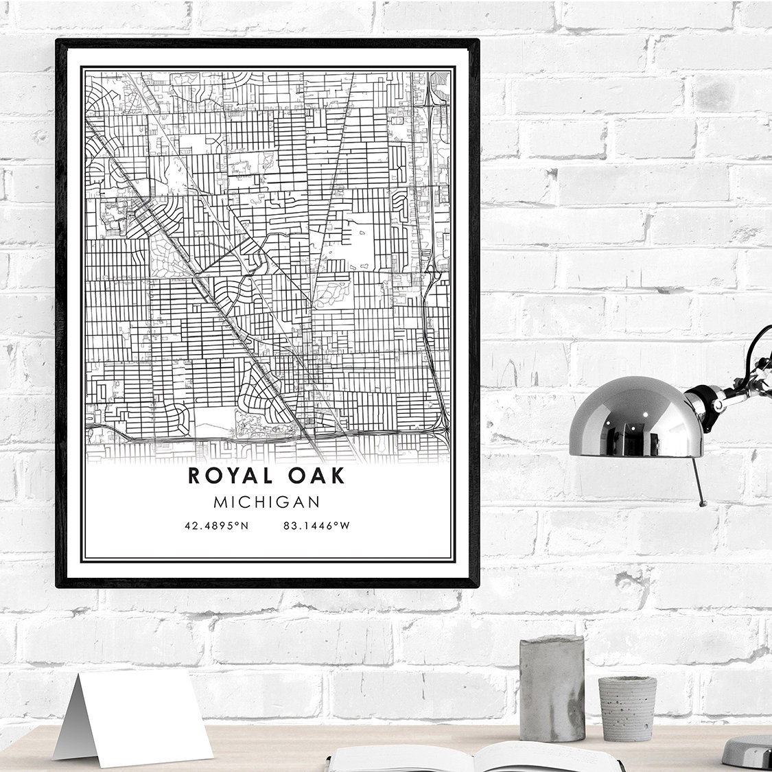 Royal Oak map print poster canvas Royal Oak Michigan Street Etsy