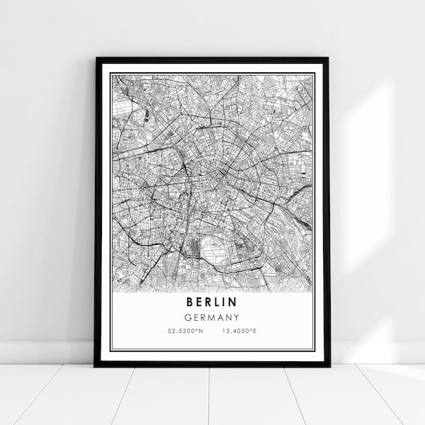 Berlin map print poster canvas | Germany map print poster canvas | Berlin map print poster canvas
