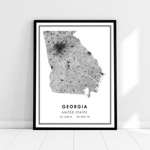 Georgia US map print poster canvas | Georgia United States road map print poster canvas