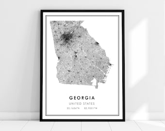 Georgia US map print poster canvas | Georgia United States road map print poster canvas