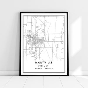 Maryville map print poster canvas | Missouri map print poster canvas | Maryville city map print poster canvas