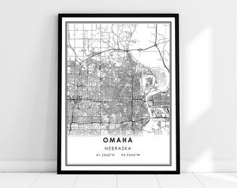 Omaha map print poster canvas | Nebraska map print poster canvas | Omaha  city map print poster canvas