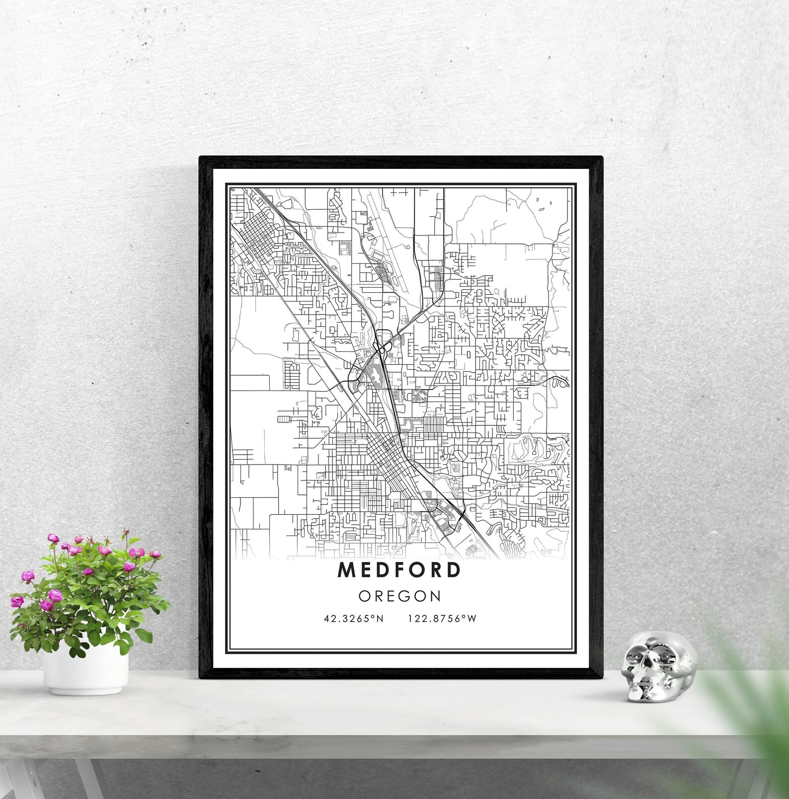 Medford map print poster canvas Medford Oregon Street map | Etsy
