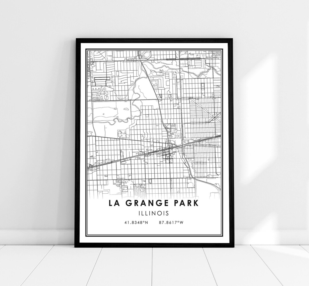 La Grange Park mapa imprimir póster lienzo / Illinois mapa imprimir
