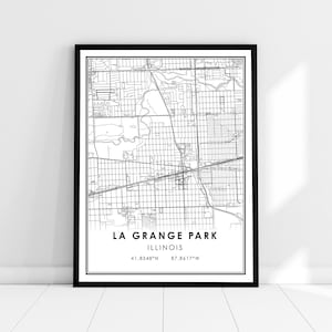 Carte du parc la Grange imprimer poster canvas | Carte de l’Illinois imprimer une toile d’affiche | La Grange Park carte de la ville imprimer poster canvas