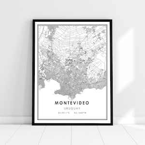 Montevideo map print poster canvas | Uruguay map print poster canvas | Montevideo city map print poster canvas