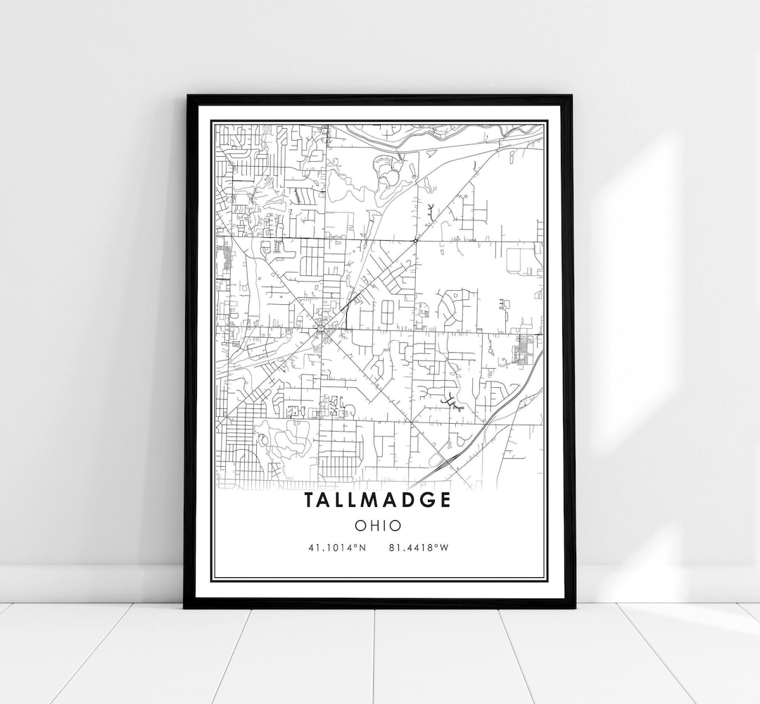 Tallmadge Map Print Poster Canvas Ohio Map Print Poster Etsy