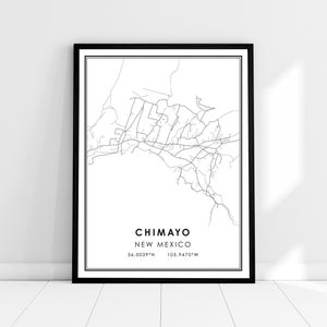 Lienzo de póster de impresión de mapa de Chimayo / Lienzo de póster de impresión de mapa de Nuevo México / Lienzo de póster de impresión de mapa de la ciudad de Chimayo