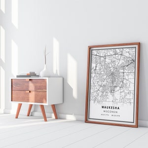 Waukesha map print poster canvas Wisconsin map print poster canvas Waukesha city map print poster canvas image 8
