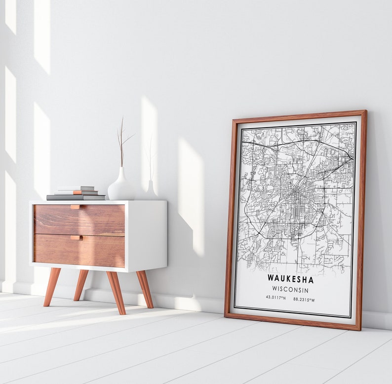 Waukesha map print poster canvas Wisconsin map print poster canvas Waukesha city map print poster canvas image 8