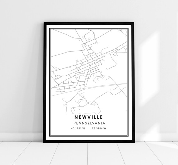 Newville Map Print Poster Canvas Pennsylvania Map Print Etsy