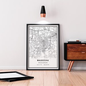 Waukesha map print poster canvas Wisconsin map print poster canvas Waukesha city map print poster canvas image 5