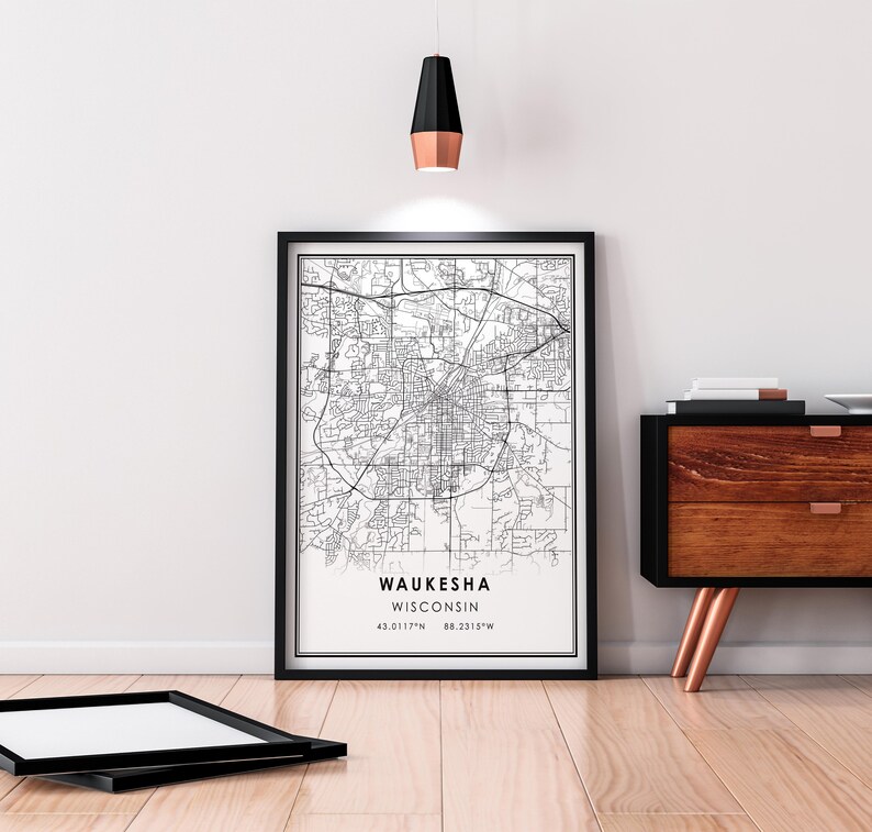 Waukesha map print poster canvas Wisconsin map print poster canvas Waukesha city map print poster canvas image 5