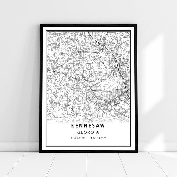 Kennesaw map print poster canvas | Georgia map print poster canvas | Kennesaw city map print poster canvas