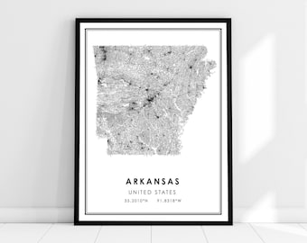 Arkansas United States map print poster canvas | Arkansas United States road  map print poster canvas