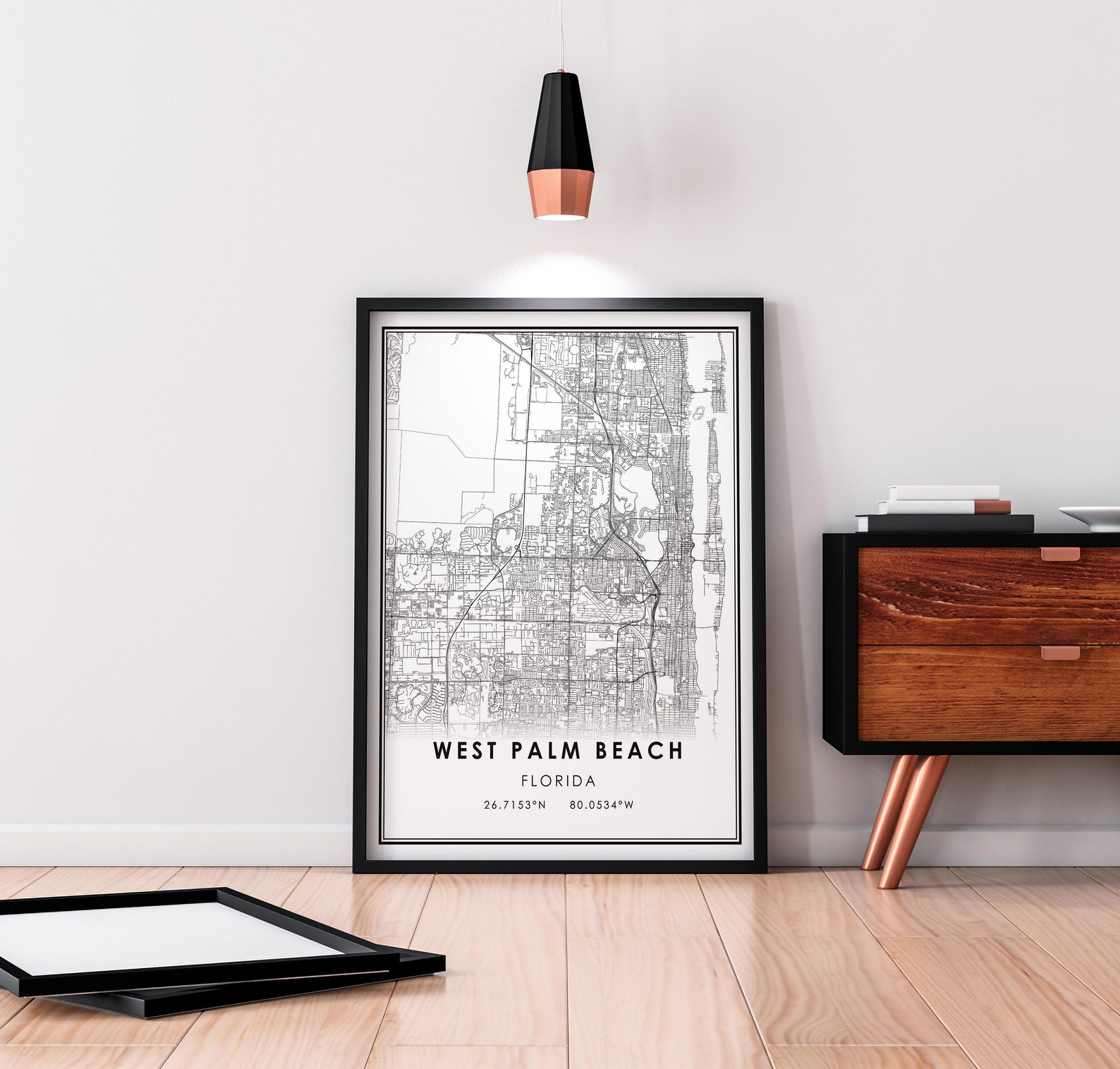 West Palm Beach Map Print Poster Canvas | Florida Map Print Poster ...