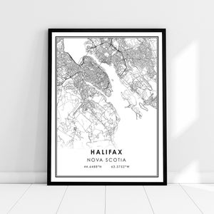 Carte d’Halifax imprimer une toile d’affiche | Carte de la Nouvelle-Écosse imprimer la toile d’affiche | Carte de la ville d’Halifax imprimer la toile de l’affiche