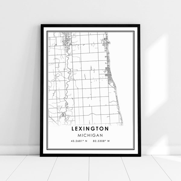Lexington map print poster canvas | Michigan map print poster canvas | Lexington city map print poster canvas