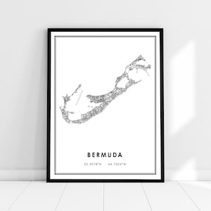 Bermuda map print poster canvas | Bermuda road map print poster canvas