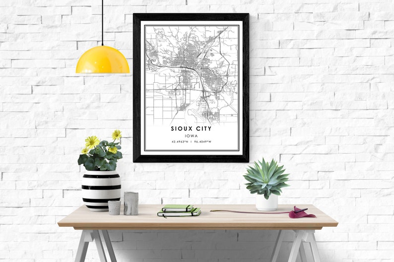 Sioux City Map Print Poster Canvas Sioux City Iowa US City Etsy
