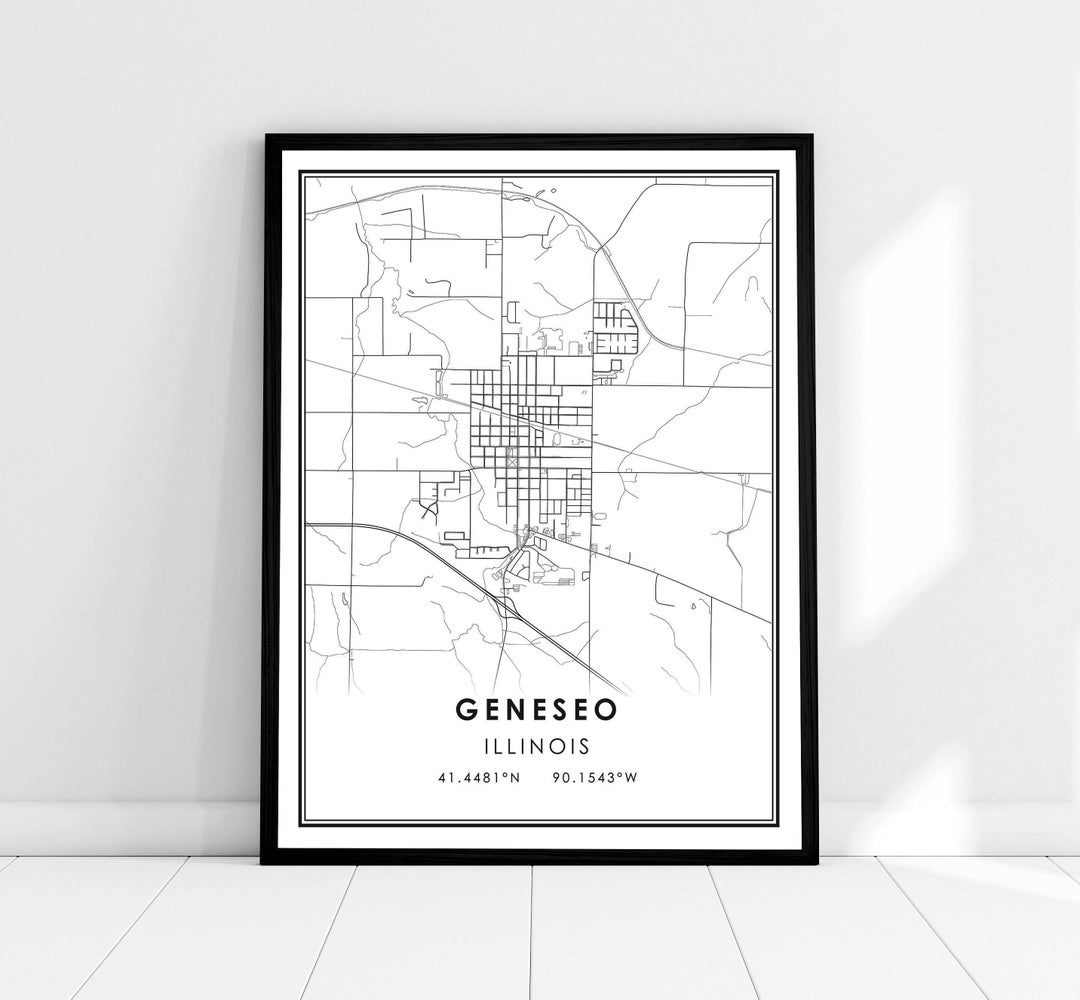 Geneseo Illinois Map Print Poster Canvas Illinois Map Print Poster
