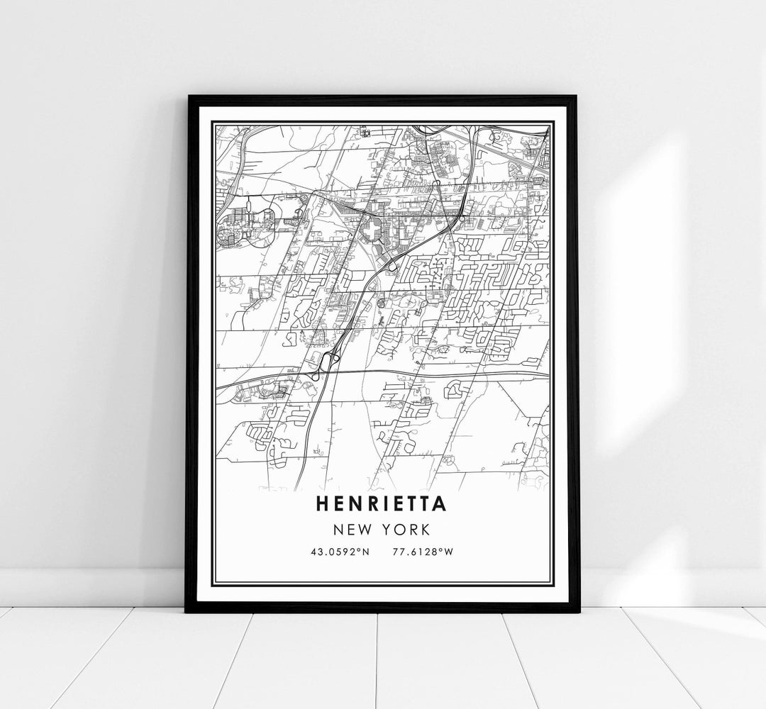 Henrietta New York Map Print Poster Canvas Henrietta City Map Print