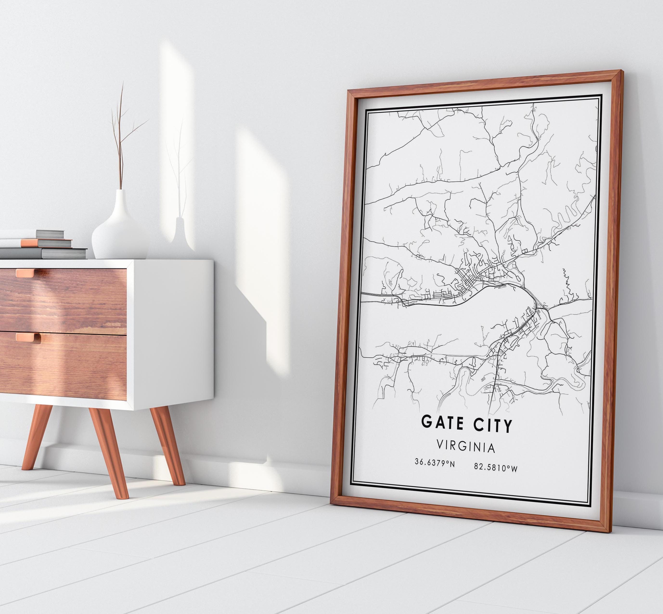 Gate City Virginia Map Print Poster Canvas Gate City City Etsy Canada