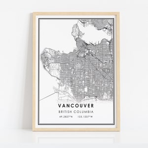 Vancouver map print poster canvas | British Columbia map print poster canvas | Vancouver city map print poster canvas image 2