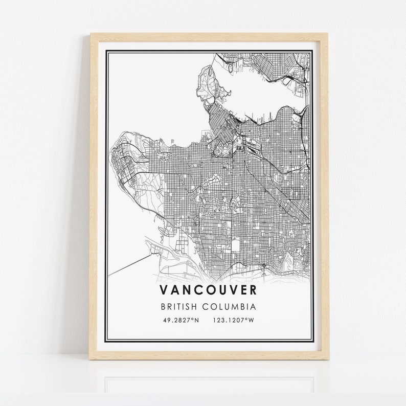 Vancouver map print poster canvas | British Columbia map print poster canvas | Vancouver city map print poster canvas image 2