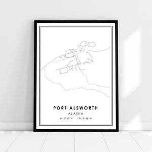 Port Alsworth map print poster canvas | Alaska map print poster canvas | Port Alsworth city map print poster canvas