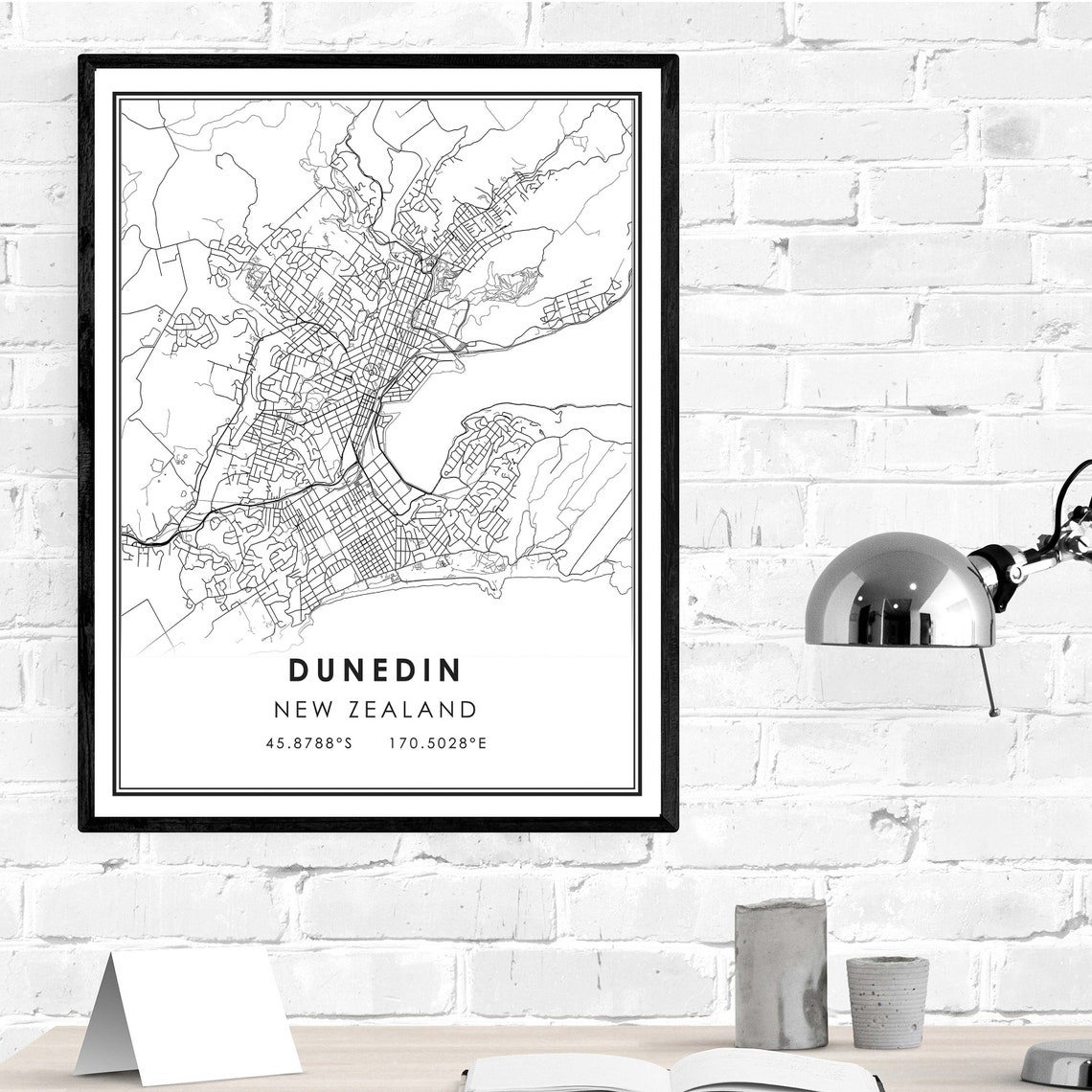 Dunedin map print poster canvas Dunedin Street map New Etsy