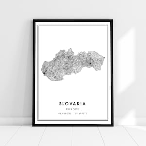 Slovakia country map print poster canvas | Slovakia Country road map print poster canvas