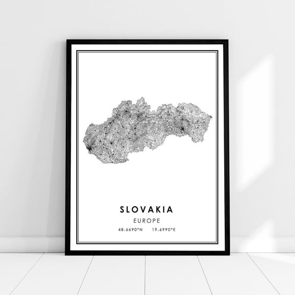 Slovakia country map print poster canvas | Slovakia Country road map print poster canvas