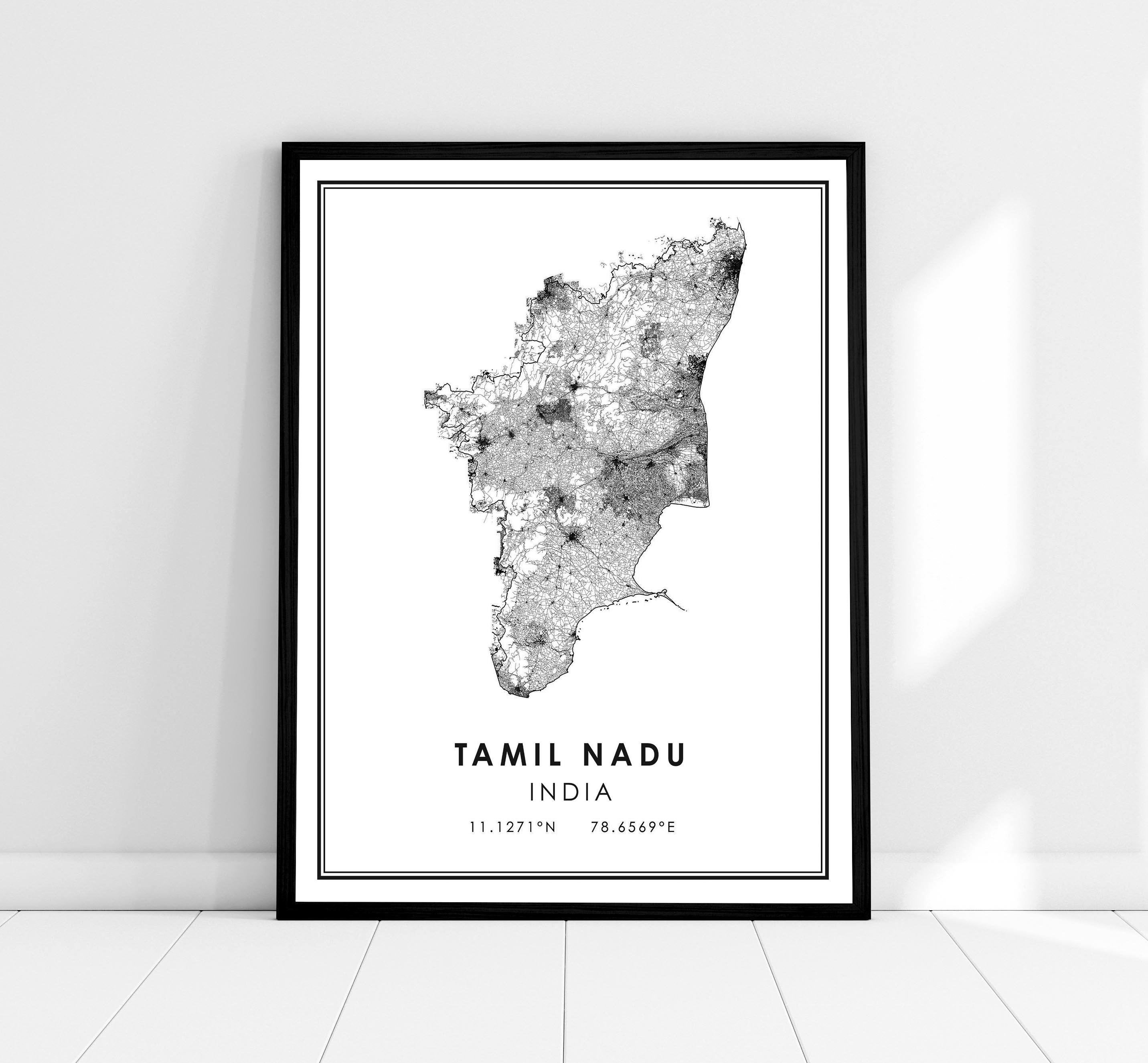 Tamil Nadu Map Print Poster Canvas India Map Print Poster