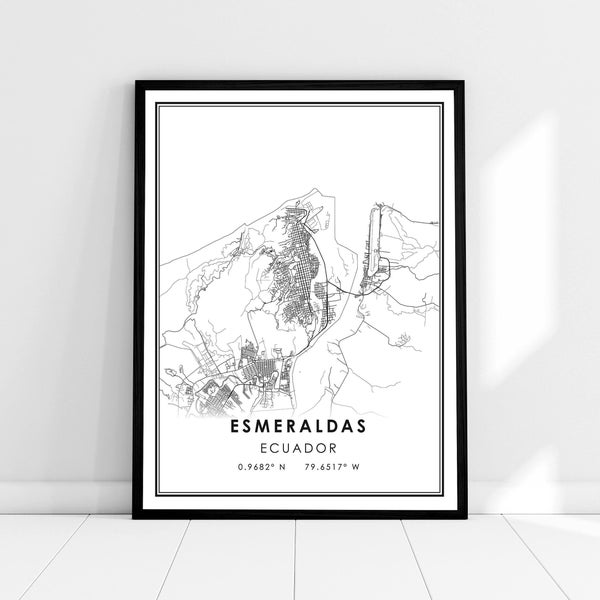 Esmeraldas map print poster canvas | Ecuador map print poster canvas | Esmeraldas city map print poster canvas