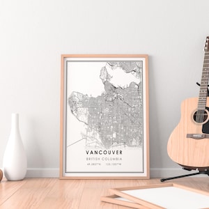 Vancouver map print poster canvas | British Columbia map print poster canvas | Vancouver city map print poster canvas image 3